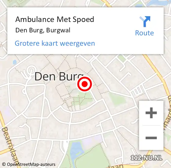 Locatie op kaart van de 112 melding: Ambulance Met Spoed Naar Den Burg, Burgwal op 8 juli 2020 14:16