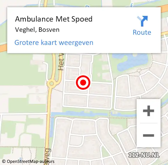 Locatie op kaart van de 112 melding: Ambulance Met Spoed Naar Veghel, Bosven op 8 juli 2020 14:57