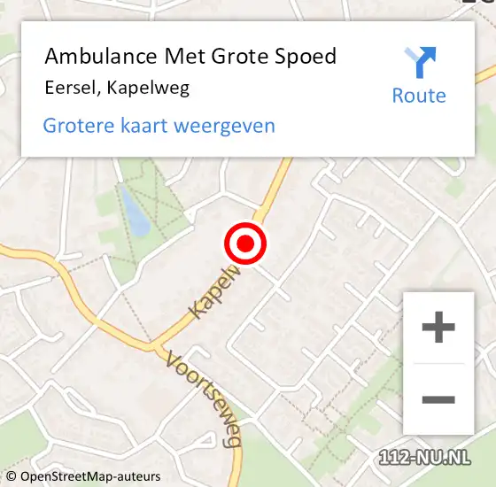 Locatie op kaart van de 112 melding: Ambulance Met Grote Spoed Naar Eersel, Kapelweg op 8 juli 2020 14:59