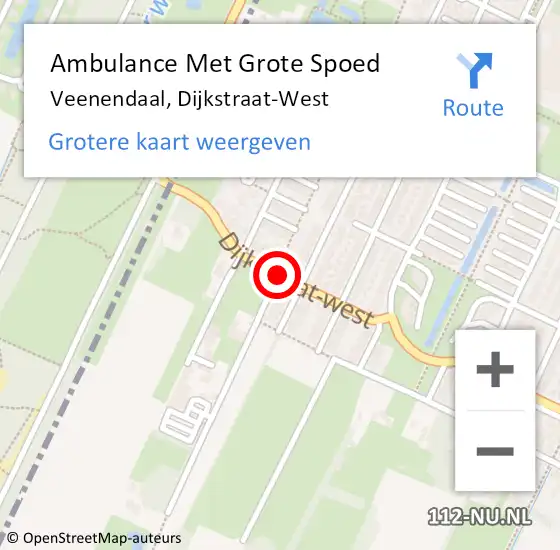 Locatie op kaart van de 112 melding: Ambulance Met Grote Spoed Naar Veenendaal, Dijkstraat-West op 8 juli 2020 16:08