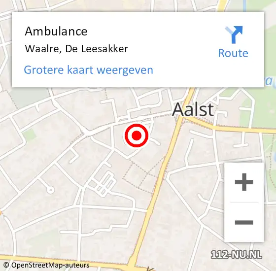 Locatie op kaart van de 112 melding: Ambulance Waalre, De Leesakker op 8 juli 2020 16:33