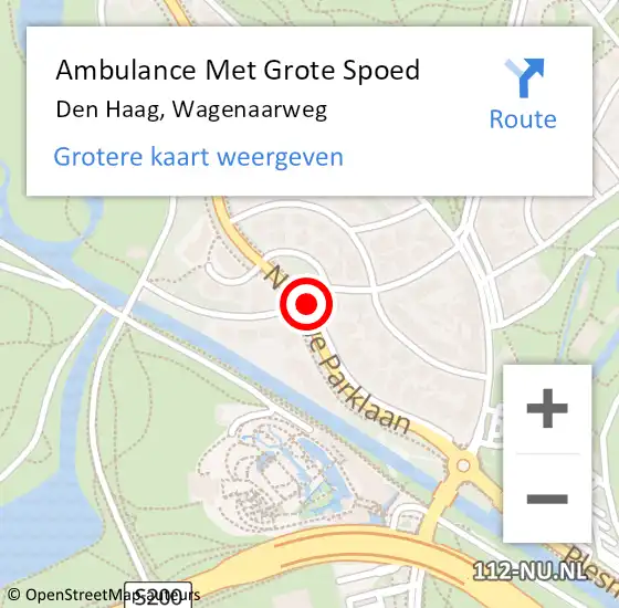 Locatie op kaart van de 112 melding: Ambulance Met Grote Spoed Naar Den Haag, Wagenaarweg op 8 juli 2020 17:22