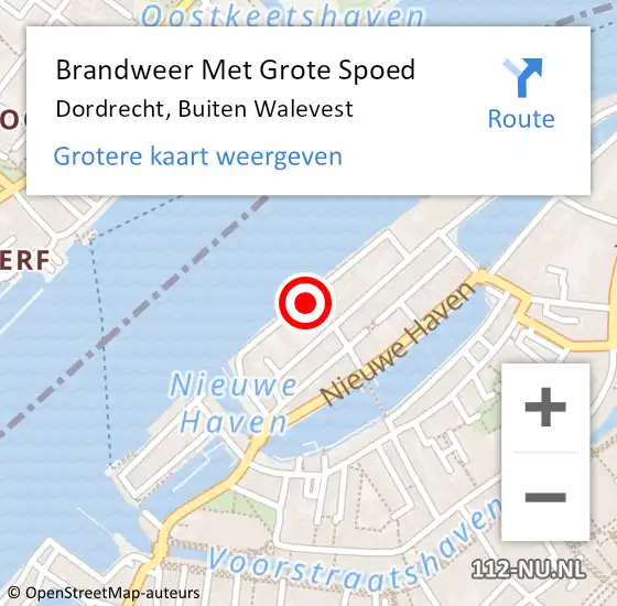 Locatie op kaart van de 112 melding: Brandweer Met Grote Spoed Naar Dordrecht, Buiten Walevest op 8 juli 2020 18:10