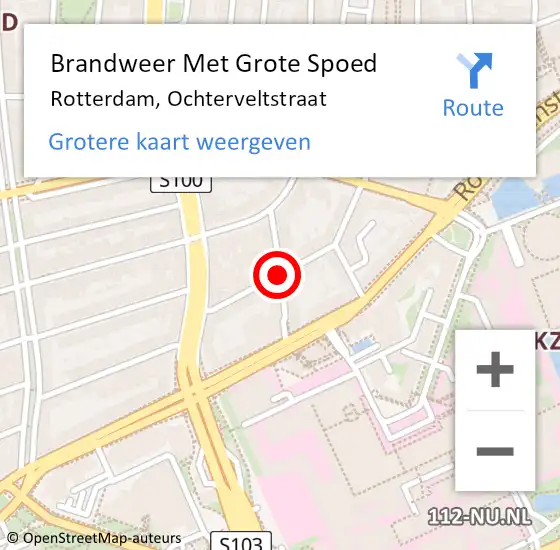 Locatie op kaart van de 112 melding: Brandweer Met Grote Spoed Naar Rotterdam, Ochterveltstraat op 8 juli 2020 18:11