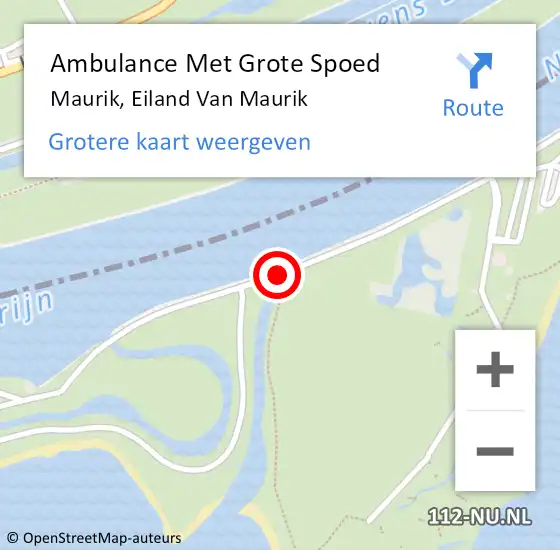 Locatie op kaart van de 112 melding: Ambulance Met Grote Spoed Naar Maurik, Eiland Van Maurik op 8 juli 2020 18:16
