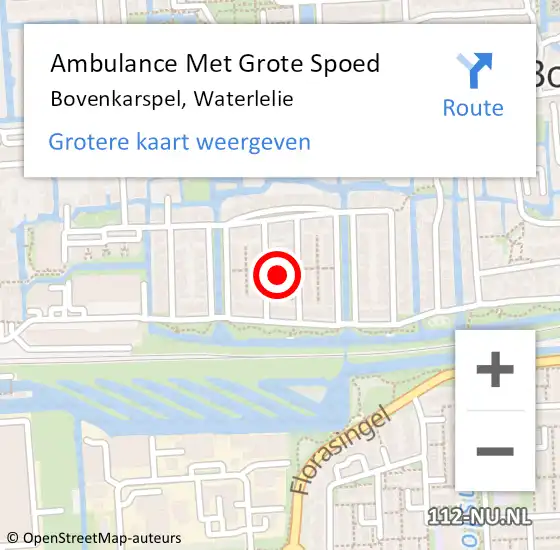 Locatie op kaart van de 112 melding: Ambulance Met Grote Spoed Naar Bovenkarspel, Waterlelie op 8 juli 2020 19:11