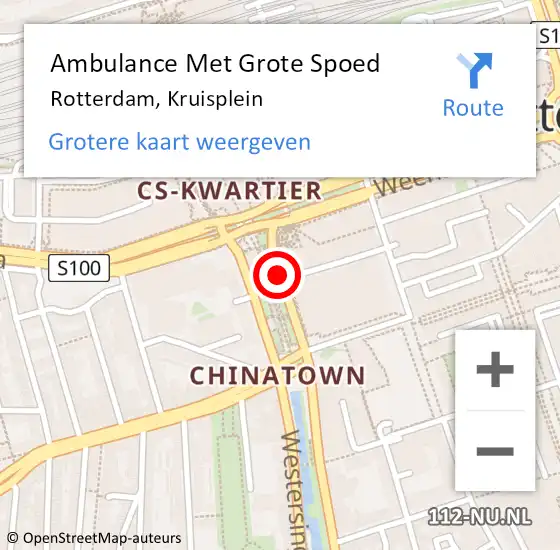 Locatie op kaart van de 112 melding: Ambulance Met Grote Spoed Naar Rotterdam, Kruisplein op 8 juli 2020 21:08