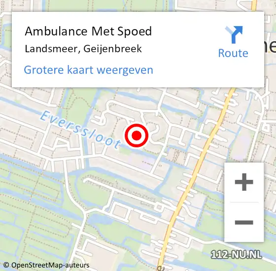Locatie op kaart van de 112 melding: Ambulance Met Spoed Naar Landsmeer, Geijenbreek op 9 juli 2020 05:30