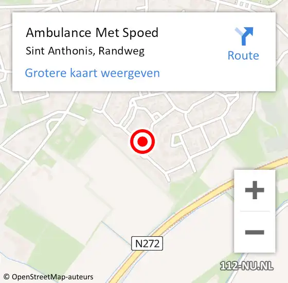 Locatie op kaart van de 112 melding: Ambulance Met Spoed Naar Sint Anthonis, Randweg op 9 juli 2020 06:53