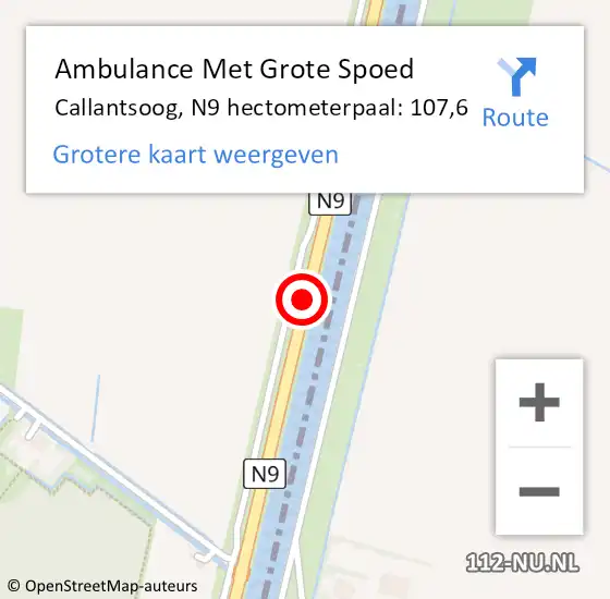 Locatie op kaart van de 112 melding: Ambulance Met Grote Spoed Naar Callantsoog, N9 hectometerpaal: 107,6 op 9 juli 2020 09:01