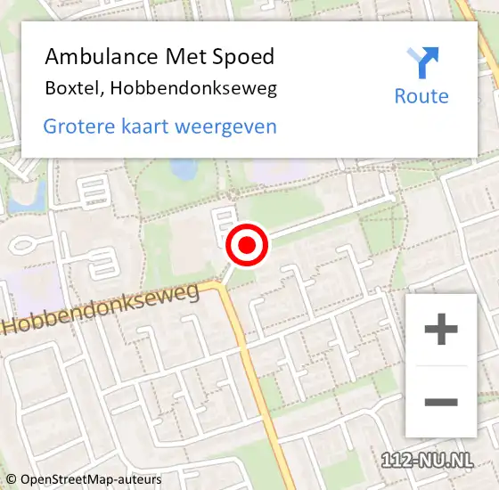 Locatie op kaart van de 112 melding: Ambulance Met Spoed Naar Boxtel, Hobbendonkseweg op 9 juli 2020 13:23