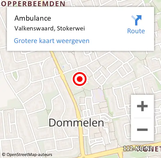 Locatie op kaart van de 112 melding: Ambulance Valkenswaard, Stokerwei op 9 juli 2020 13:50