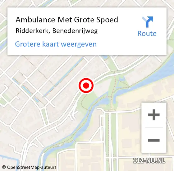 Locatie op kaart van de 112 melding: Ambulance Met Grote Spoed Naar Ridderkerk, Benedenrijweg op 9 juli 2020 14:18