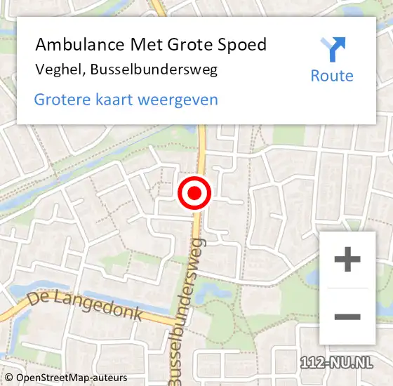 Locatie op kaart van de 112 melding: Ambulance Met Grote Spoed Naar Veghel, Busselbundersweg op 9 juli 2020 14:47