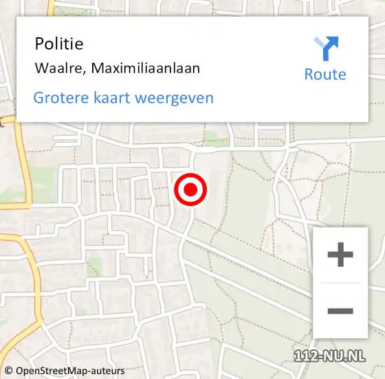 Locatie op kaart van de 112 melding: Politie Waalre, Maximiliaanlaan op 9 juli 2020 17:12