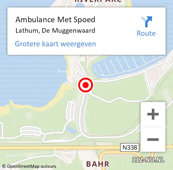Locatie op kaart van de 112 melding: Ambulance Met Spoed Naar Lathum, De Muggenwaard op 9 juli 2020 18:27