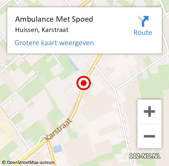 Locatie op kaart van de 112 melding: Ambulance Met Spoed Naar Huissen, Karstraat op 9 juli 2020 19:57