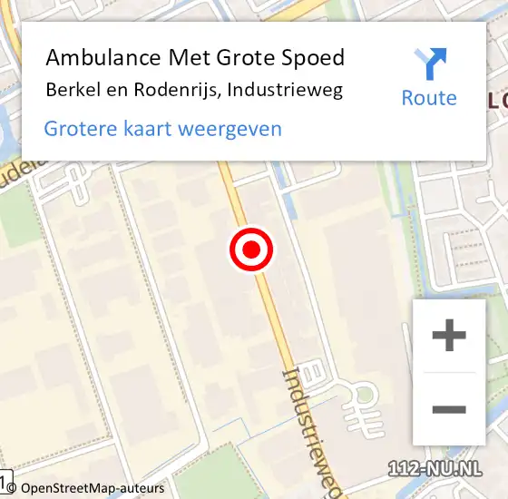 Locatie op kaart van de 112 melding: Ambulance Met Grote Spoed Naar Berkel en Rodenrijs, Industrieweg op 9 juli 2020 20:43