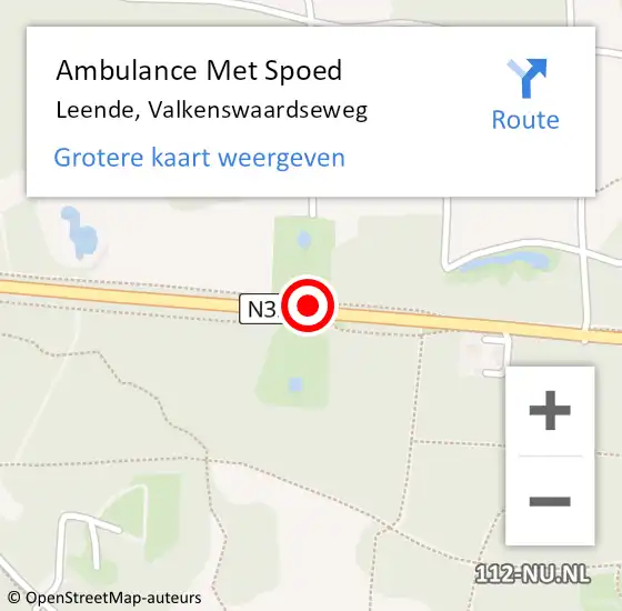 Locatie op kaart van de 112 melding: Ambulance Met Spoed Naar Leende, Valkenswaardseweg op 9 juli 2020 21:27