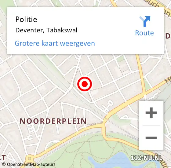 Locatie op kaart van de 112 melding: Politie Deventer, Tabakswal op 9 juli 2020 22:42