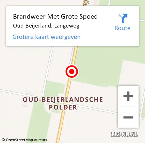 Locatie op kaart van de 112 melding: Brandweer Met Grote Spoed Naar Oud-Beijerland, Langeweg op 10 juli 2020 02:30