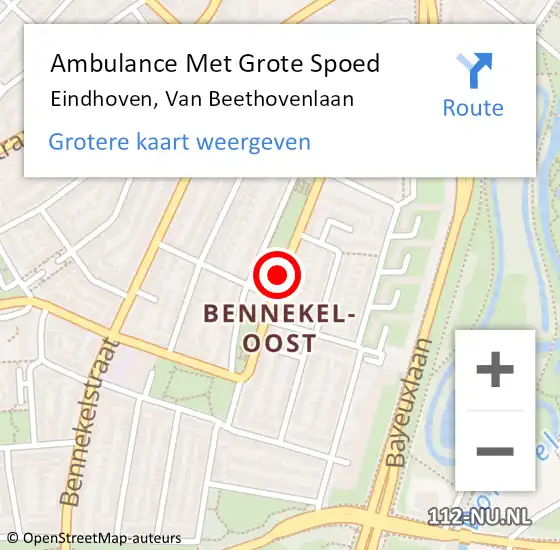 Locatie op kaart van de 112 melding: Ambulance Met Grote Spoed Naar Eindhoven, Van Beethovenlaan op 10 juli 2020 08:21