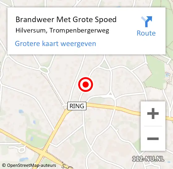 Locatie op kaart van de 112 melding: Brandweer Met Grote Spoed Naar Hilversum, Trompenbergerweg op 10 juli 2020 12:08