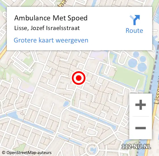 Locatie op kaart van de 112 melding: Ambulance Met Spoed Naar Lisse, Jozef Israelsstraat op 10 juli 2020 15:55