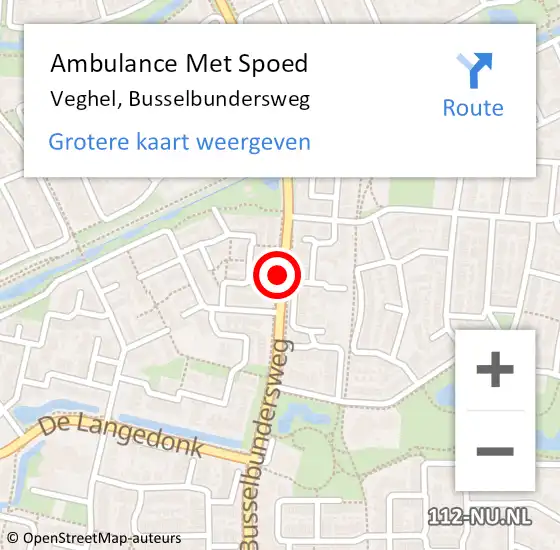 Locatie op kaart van de 112 melding: Ambulance Met Spoed Naar Veghel, Busselbundersweg op 10 juli 2020 16:50