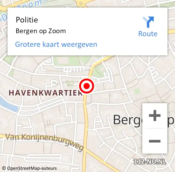 Locatie op kaart van de 112 melding: Politie Bergen op Zoom op 11 juli 2020 03:35
