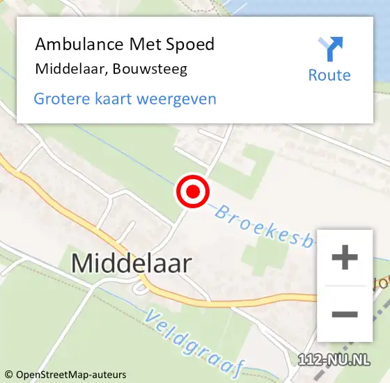 Locatie op kaart van de 112 melding: Ambulance Met Spoed Naar Middelaar, Bouwsteeg op 11 juli 2020 08:04