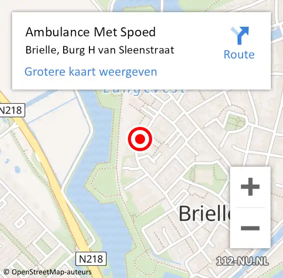 Locatie op kaart van de 112 melding: Ambulance Met Spoed Naar Brielle, Burg H van Sleenstraat op 11 juli 2020 08:59