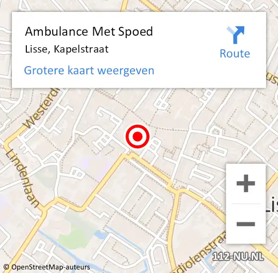 Locatie op kaart van de 112 melding: Ambulance Met Spoed Naar Lisse, Kapelstraat op 11 juli 2020 09:49