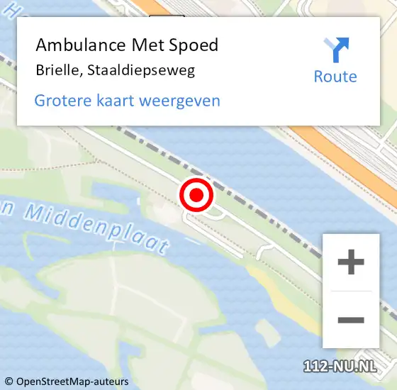 Locatie op kaart van de 112 melding: Ambulance Met Spoed Naar Brielle, Staaldiepseweg op 11 juli 2020 11:31