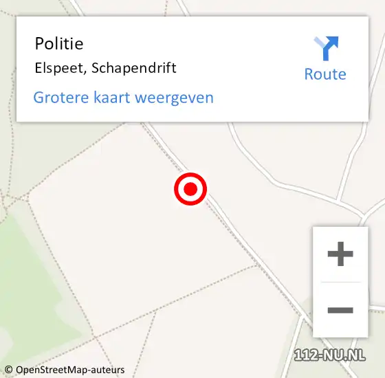 Locatie op kaart van de 112 melding: Politie Elspeet, Schapendrift op 11 juli 2020 14:40