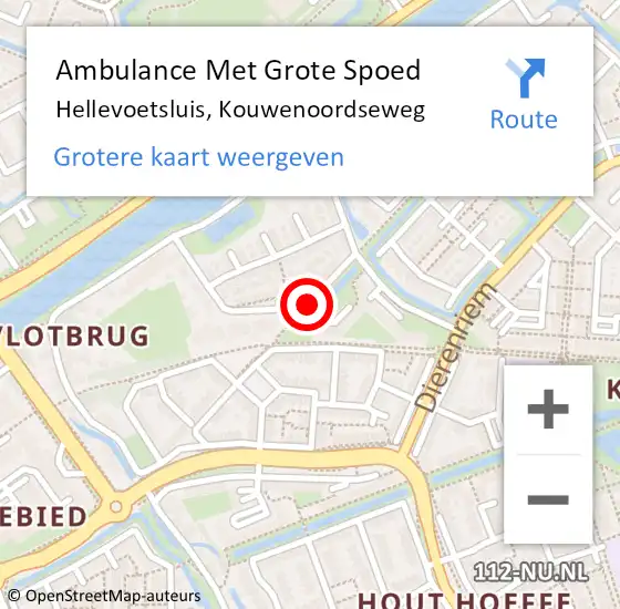 Locatie op kaart van de 112 melding: Ambulance Met Grote Spoed Naar Hellevoetsluis, Kouwenoordseweg op 11 juli 2020 14:57