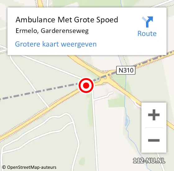 Locatie op kaart van de 112 melding: Ambulance Met Grote Spoed Naar Ermelo, Garderenseweg op 11 juli 2020 15:59