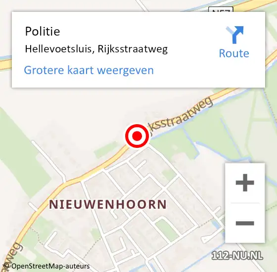 Locatie op kaart van de 112 melding: Politie Hellevoetsluis, Rijksstraatweg op 11 juli 2020 16:19