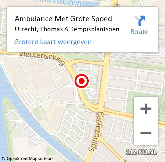 Locatie op kaart van de 112 melding: Ambulance Met Grote Spoed Naar Utrecht, Thomas A Kempisplantsoen op 11 juli 2020 16:56