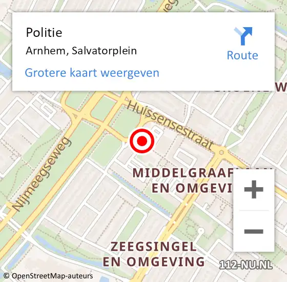 Locatie op kaart van de 112 melding: Politie Arnhem, Salvatorplein op 11 juli 2020 17:10