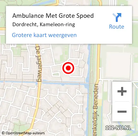 Locatie op kaart van de 112 melding: Ambulance Met Grote Spoed Naar Dordrecht, Kameleon-ring op 11 juli 2020 17:39