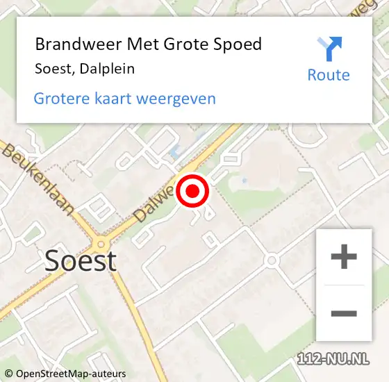 Locatie op kaart van de 112 melding: Brandweer Met Grote Spoed Naar Soest, Dalplein op 11 juli 2020 19:08