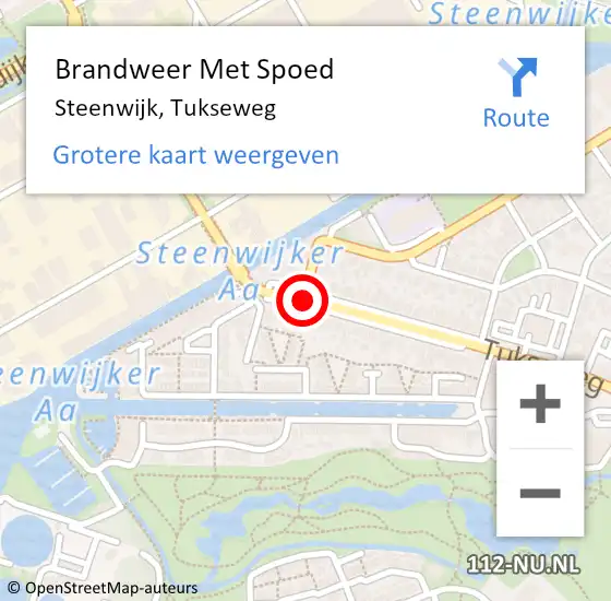 Locatie op kaart van de 112 melding: Brandweer Met Spoed Naar Steenwijk, Tukseweg op 11 juli 2020 19:38