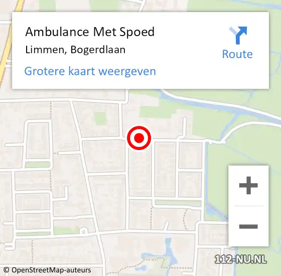 Locatie op kaart van de 112 melding: Ambulance Met Spoed Naar Limmen, Bogerdlaan op 11 juli 2020 22:56