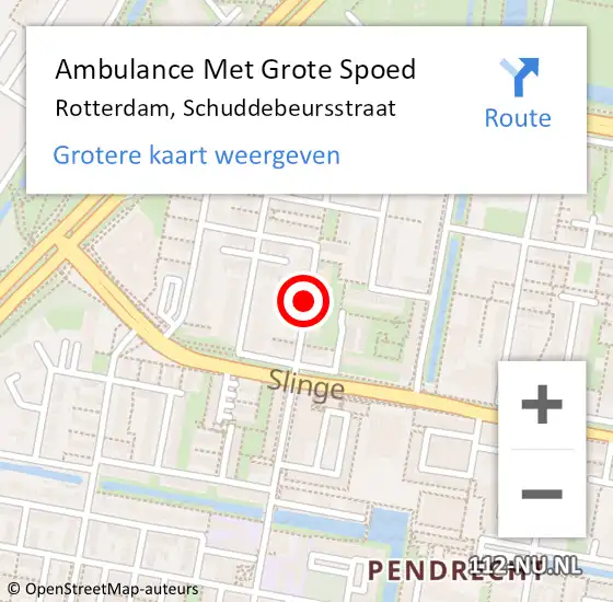 Locatie op kaart van de 112 melding: Ambulance Met Grote Spoed Naar Rotterdam, Schuddebeursstraat op 12 juli 2020 00:43
