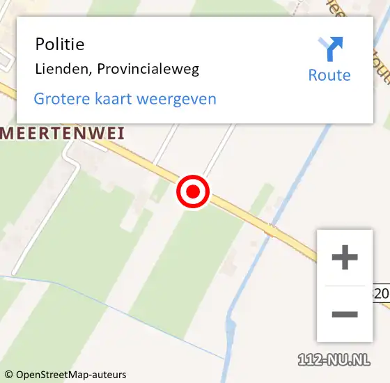 Locatie op kaart van de 112 melding: Politie Lienden, Provincialeweg op 12 juli 2020 09:41