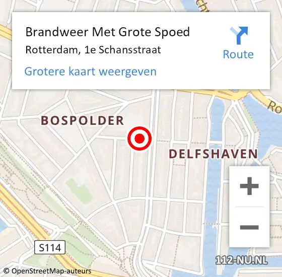 Locatie op kaart van de 112 melding: Brandweer Met Grote Spoed Naar Rotterdam, 1e Schansstraat op 12 juli 2020 10:14