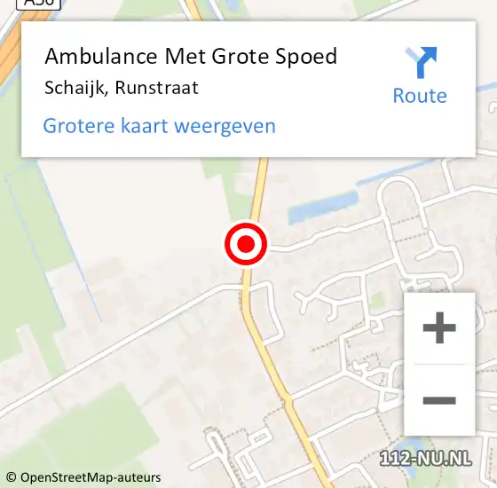 Locatie op kaart van de 112 melding: Ambulance Met Grote Spoed Naar Schaijk, Runstraat op 12 juli 2020 10:36