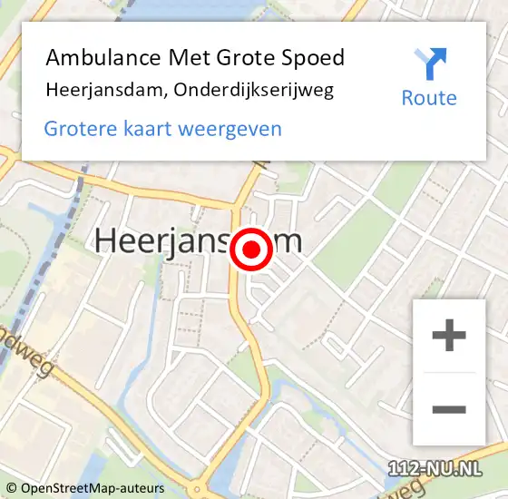 Locatie op kaart van de 112 melding: Ambulance Met Grote Spoed Naar Heerjansdam, Onderdijkserijweg op 12 juli 2020 10:41