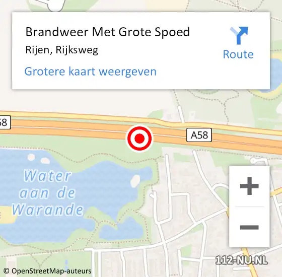 Locatie op kaart van de 112 melding: Brandweer Met Grote Spoed Naar Rijen, Rijksweg op 12 juli 2020 12:52